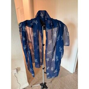 Joy Susan Navy Blue Sheer Turtle Print Scarf